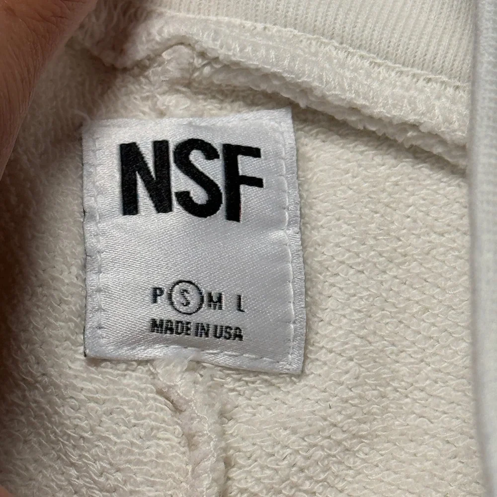NSF Clothing Joggers Distressed Lace Up Women Cream Cotton Sweatpants Size S USA